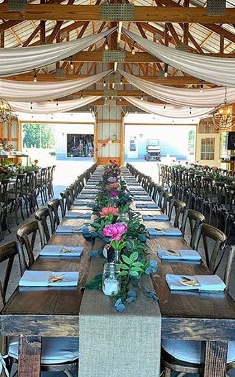 Wooden Cross Back Chair and farm table events