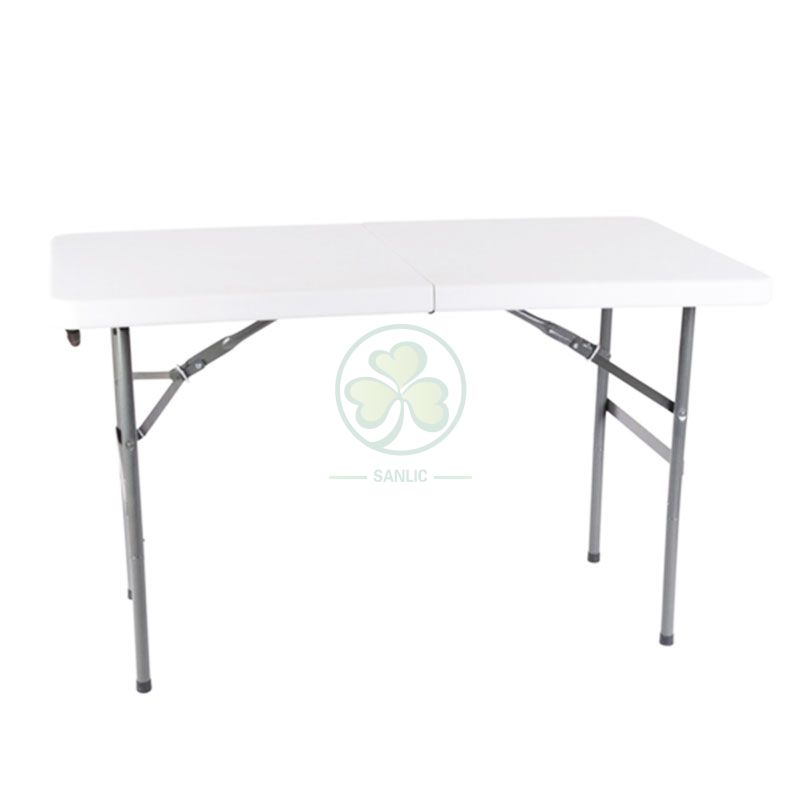 4FT Plastic Rectangular Fold-In-Half Table