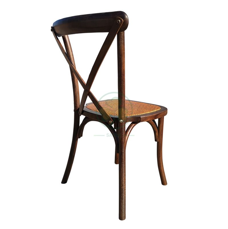 Popular Dark Wood X Back Chair with Rattan Seat for Event Rental SL-W1802RGXB