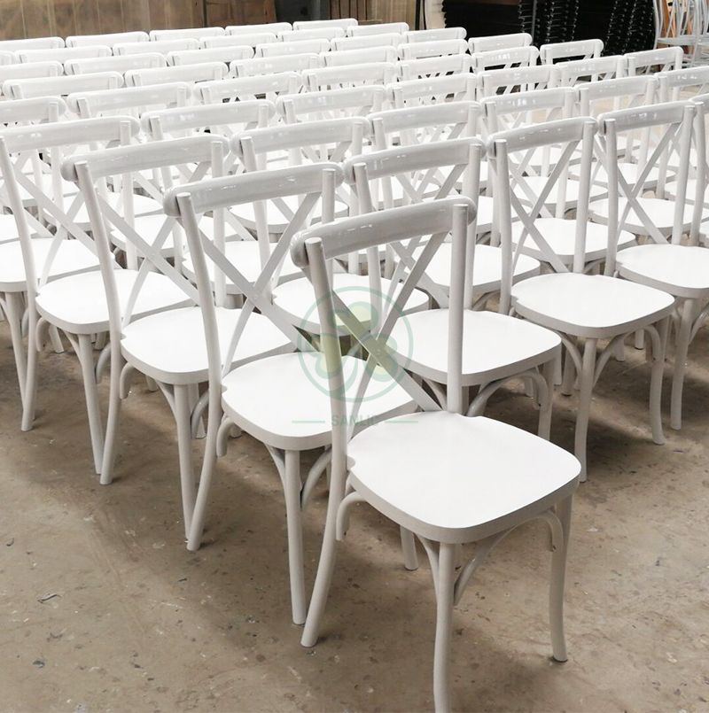 Wholesale Outdoor White Crossback Chairs for Weddings   SL-W1817RGXB