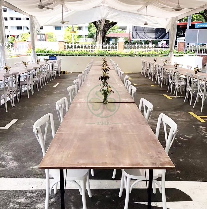 Wholesale Outdoor White Crossback Chairs for Weddings   SL-W1817RGXB