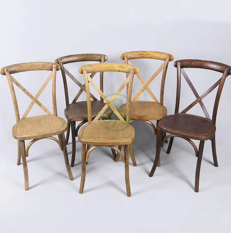 Wholesale Rustic Elm Wood Crossback Dining Chair   SL-W1811RGXB
