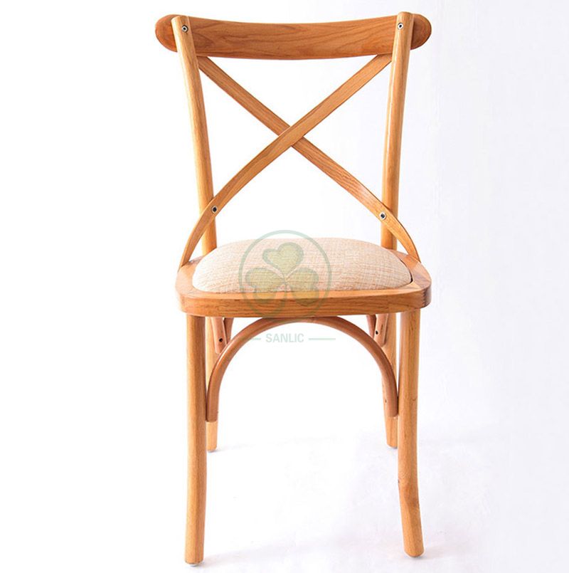 Outdoor Natural Color Wood Cross Back Dining Chair   SL-W1820RGXB