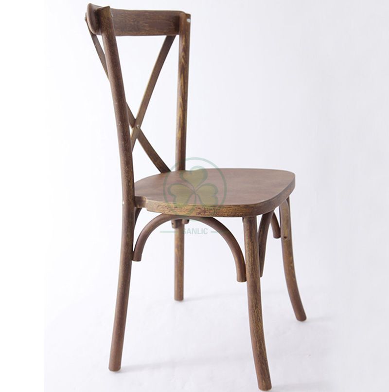 New Trending Rustic Oak Wood Cross Back Dining Chair SL-W1823RGXB