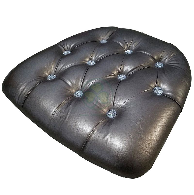 Bespoke Hard Faux Leather Diamonded Chair Cushion with Velcros  SL-F1922HFDV