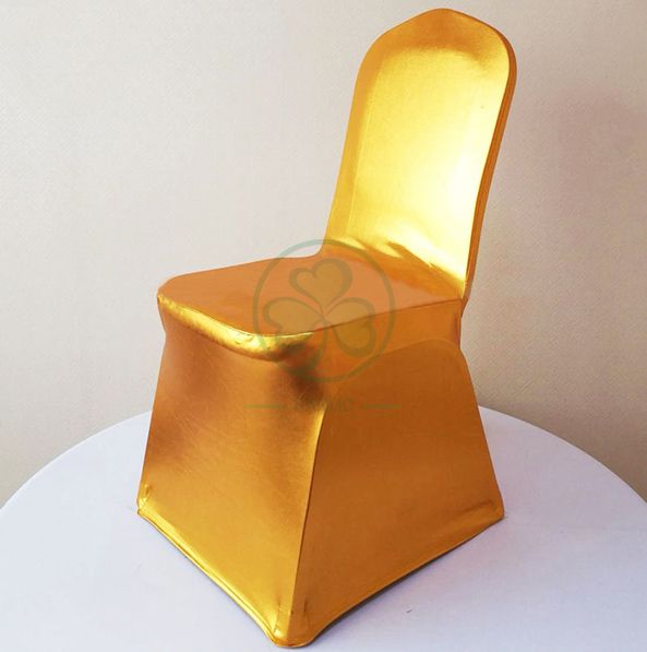 Popular Spandex Metallic Glittering Gold Shiny Dining Chair Cover SL-F1943SMCC