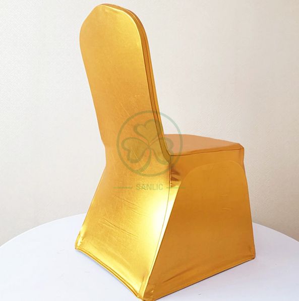 Popular Spandex Metallic Glittering Gold Shiny Dining Chair Cover SL-F1943SMCC