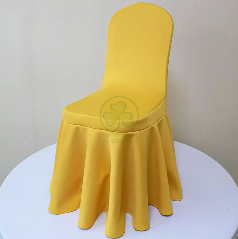 Wedding Pleated Skirt Spandex Chair Cover for Sale SL-F1945SSCC