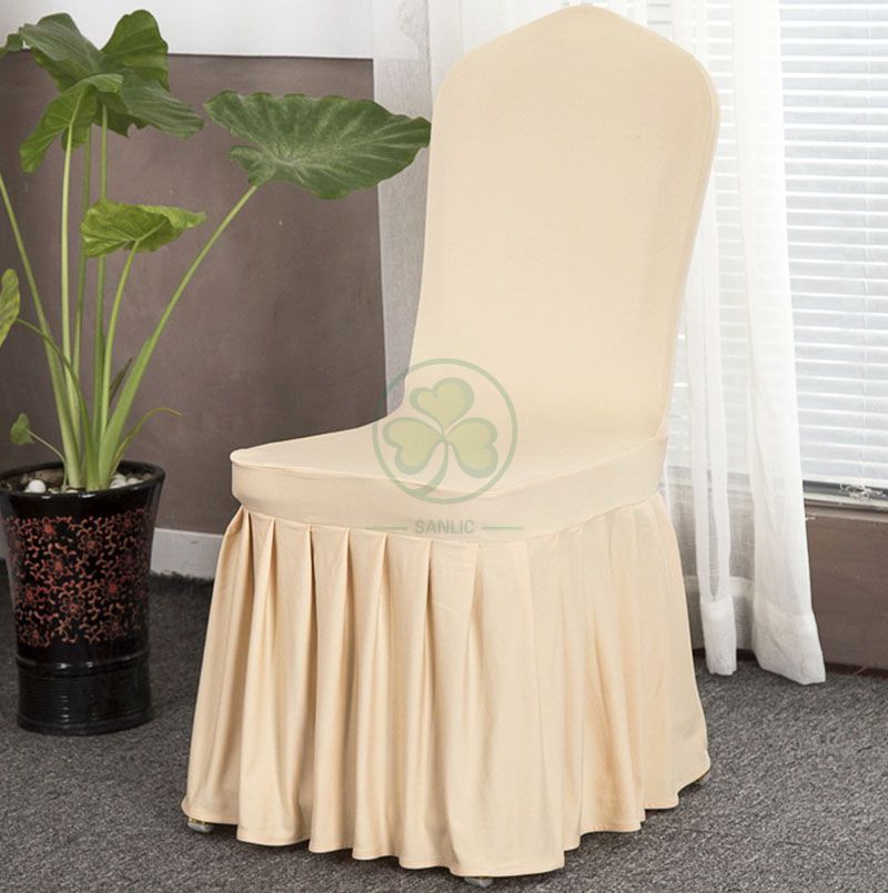 Wedding Pleated Skirt Spandex Chair Cover for Sale SL-F1945SSCC