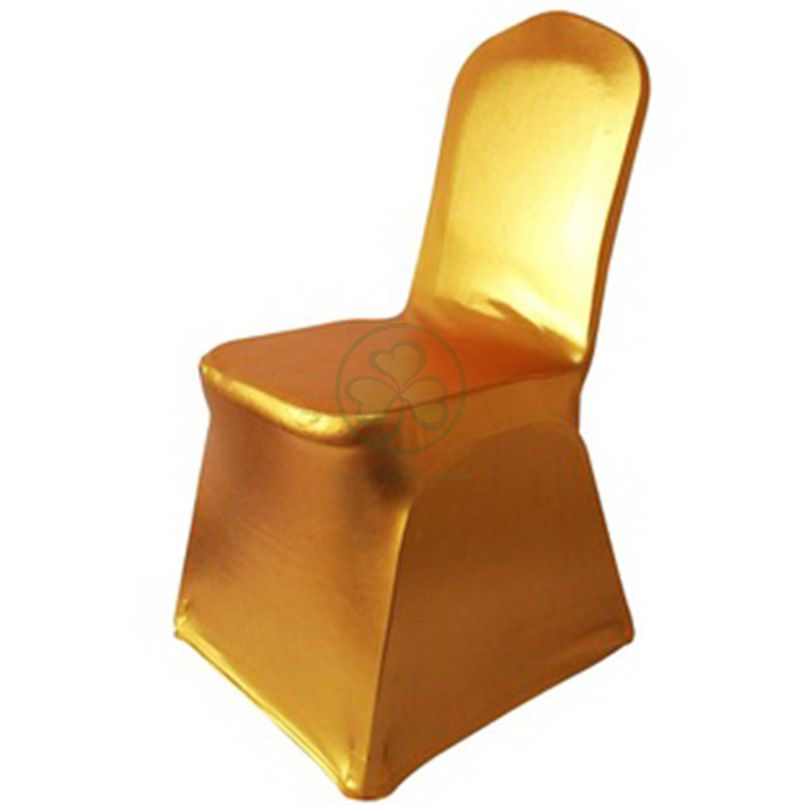 Popular Spandex Metallic Glittering Gold Shiny Dining Chair Cover SL-F1943SMCC