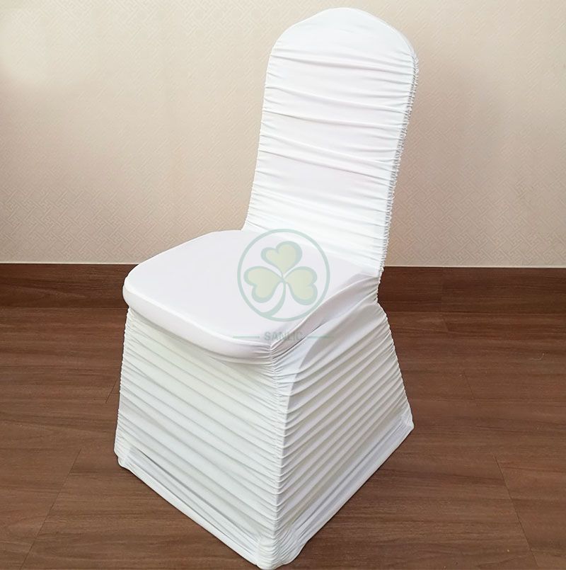 Wholesale Ruched Fashion Spandex Banquet Chair Cover in White SL-1947RSBC