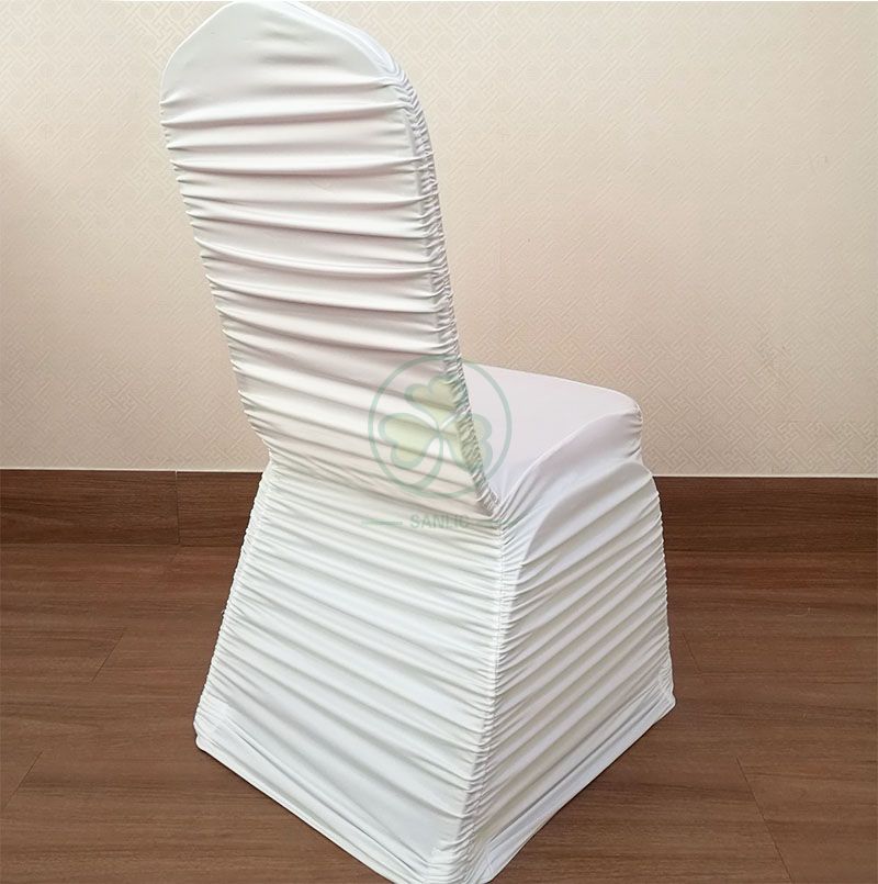 Wholesale Ruched Fashion Spandex Banquet Chair Cover in White SL-1947RSBC