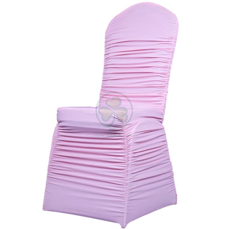 Wholesale Ruched Fashion Spandex Banquet Chair Cover in White SL-1947RSBC