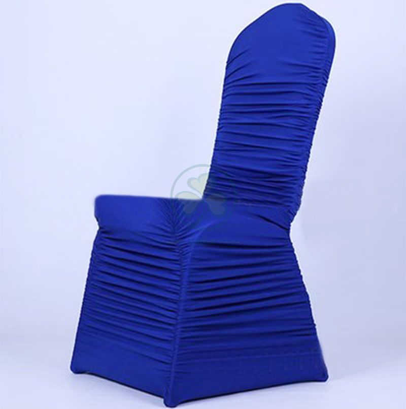 Royal Blue Ruched Fashion Spandex Banquet Chair Cover SL-F1948RSBC