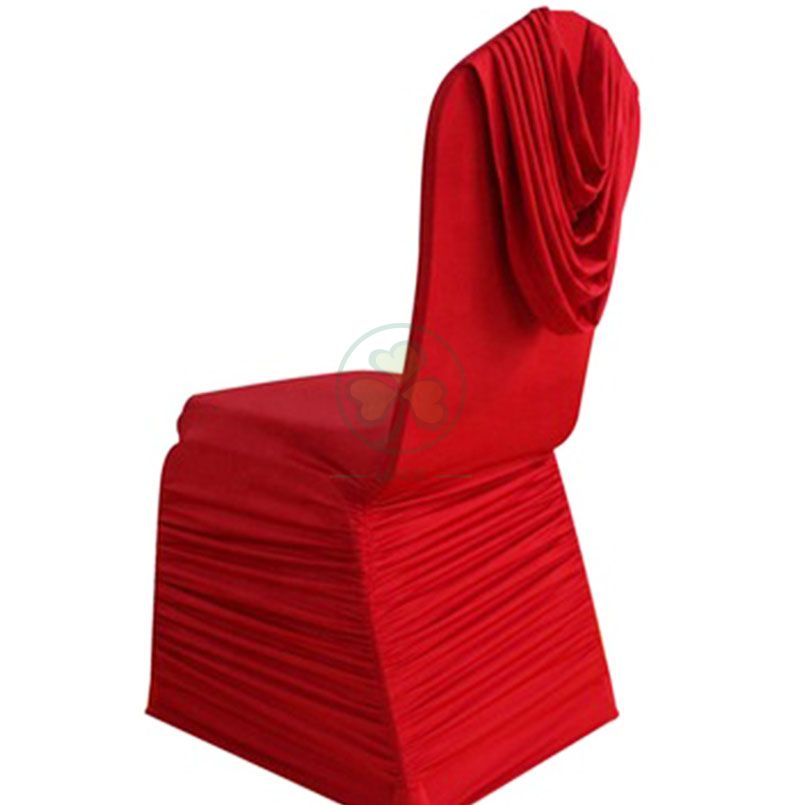 Reuseable Stretch Spandex Ruched Banquet Chair Cover with Swag Back SL-F1951SSCS