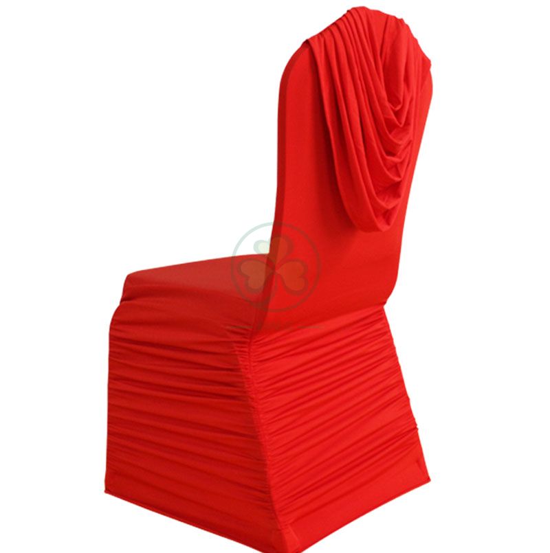 Reuseable Stretch Spandex Ruched Banquet Chair Cover with Swag Back SL-F1951SSCS