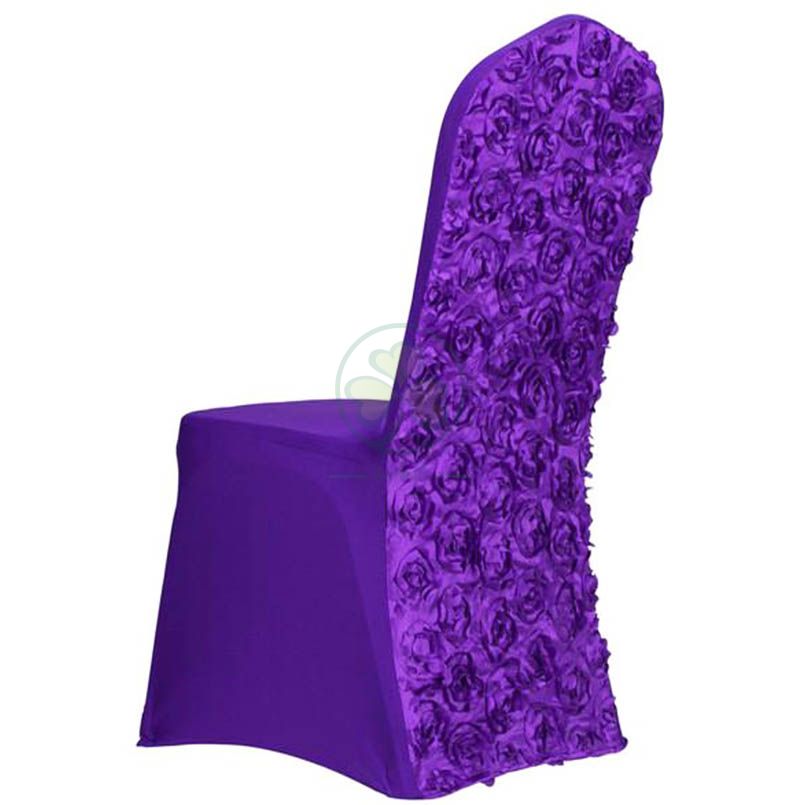 Wholesale High Quality Hot Pink Rose Flower Polyester Spandex Wedding Party Chair Covers SL-F1955PSWC