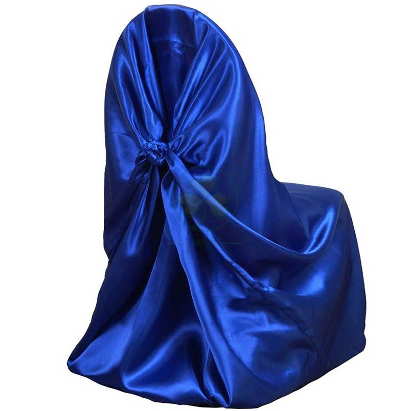 Hotel Wedding Banquet Satin Self-Tie Universal Chair Cover Royal Blue  SL-F1958USBC