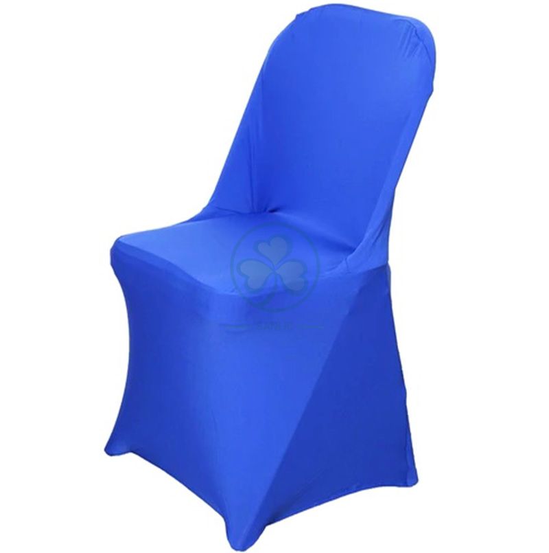 Popular Polyester Spandex Foldable Wedding Chair Covers for Sale Royal Blue SL-F1966SSFC