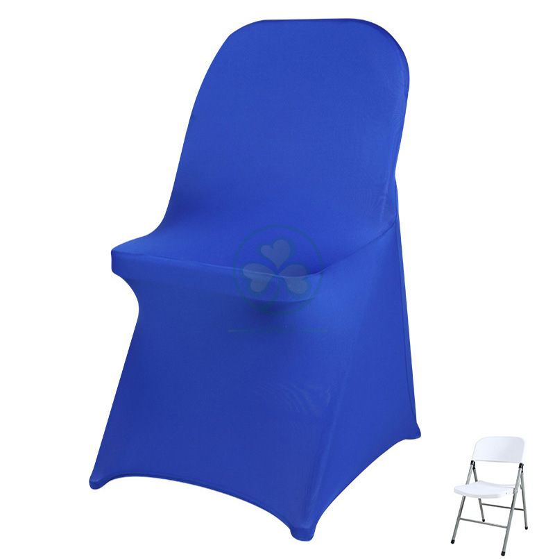 Popular Polyester Spandex Foldable Wedding Chair Covers for Sale Royal Blue SL-F1966SSFC