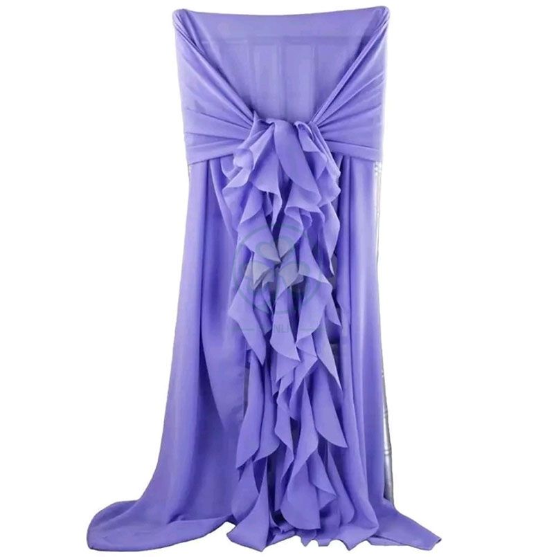 Chiffon Ruffled Curly Willow Wedding Chair Cover Sash with Hood SL-F1970CWCC