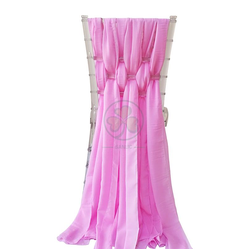 Chiffon Ruffled Curly Willow Wedding Chair Cover Sash with Hood SL-F1970CWCC