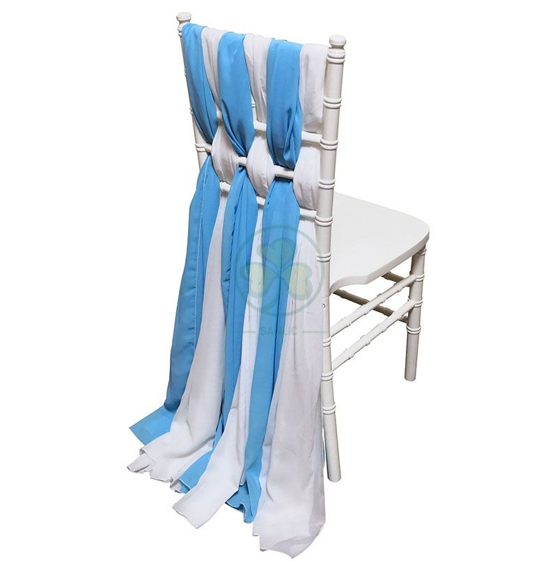 Direct Factory Elegant Chiffon Ruffle Chair Covers Sash with Curly Waterfall Hoods SL-F1971CFSC