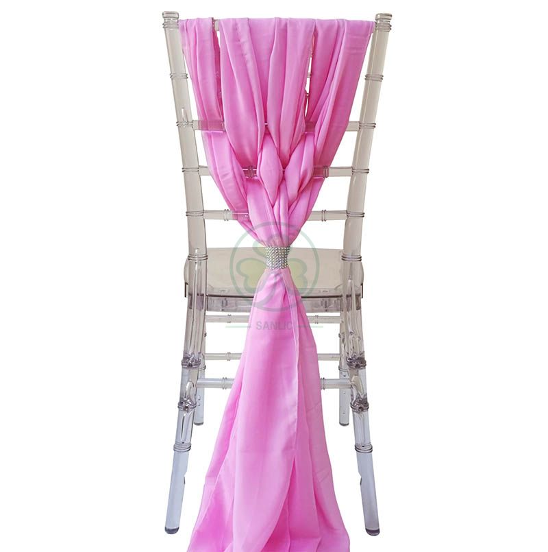 Pink Fancy Chiffon Chiavari Chair Cover Sash with Buckle SL-F1974FCCC