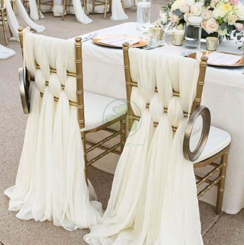 DIY Outdoor Chiffon Wedding Chair Back Sash Decoration for Chiavari Chair SL-F1975CWCS
