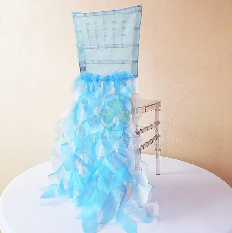 Wholesale Popular Fancy Organza Curly Willow Ruffled Wedding Chair Covers SL-F1977FORC