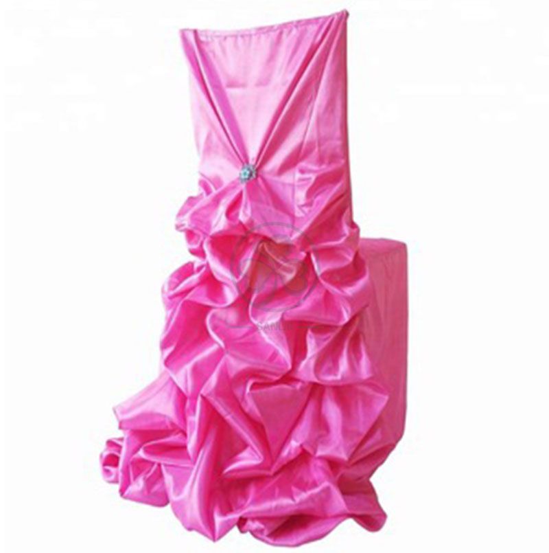 Direct Factory Satin Banquet Chair Cover Fancy Ruffled Wedding Chair Cover SL-F1979FRBC