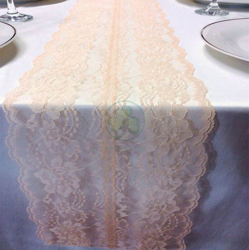 Cheap Popular Polyester Lace Table Runner for Wedding Decoration  SL-F1984PLTR