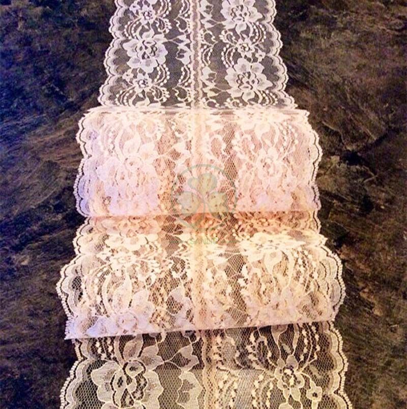 Cheap Popular Polyester Lace Table Runner for Wedding Decoration  SL-F1984PLTR