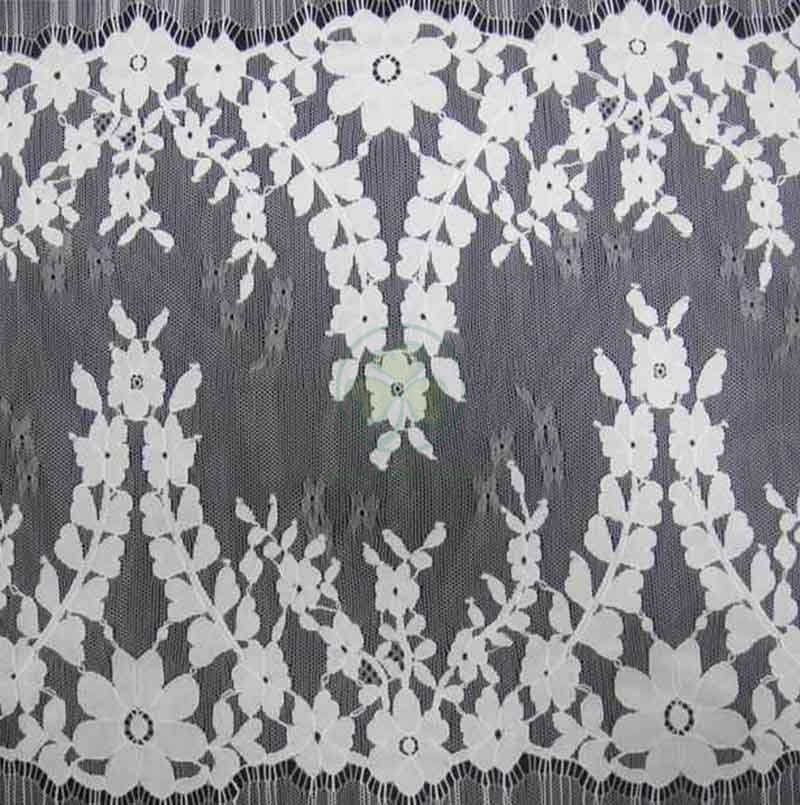 Factory Wholesale Polyester Lace for Wedding Event Table Decoration SL-F1985PLWT