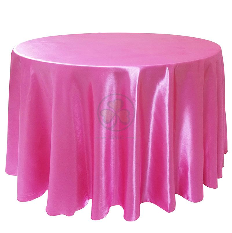 Factory Wholesale Round Satin Wedding Tablecloths in Burgundy SL-F1989RSTC