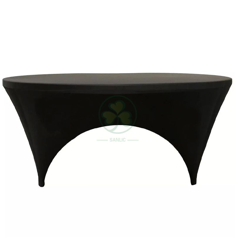 Hot Sale Stretch Spandex 6ft Round Sides Open Table Cover Black SL-F1994SOTC