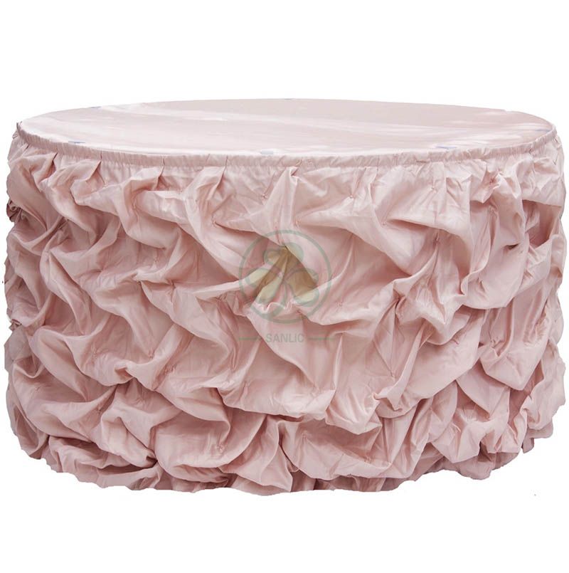 Factory Wholesale Gathered Lamour Satin Table Skirt SL-F2006GSTS