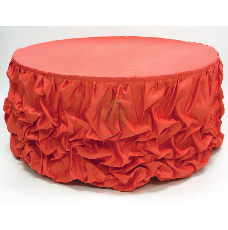 Factory Wholesale Gathered Lamour Satin Table Skirt SL-F2006GSTS