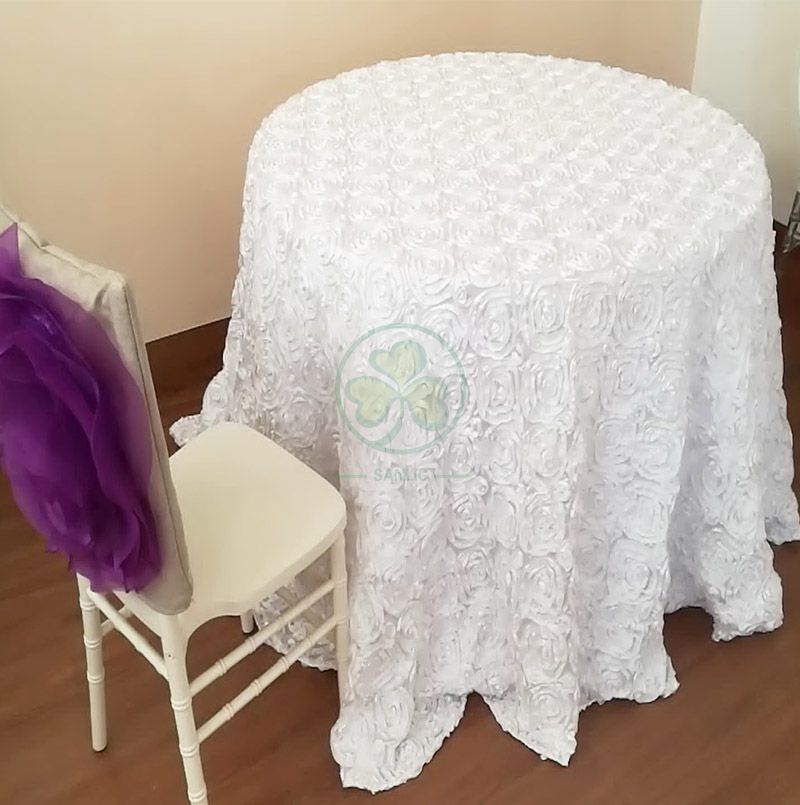 Luxury Rosette 3D Satin Round Tablecloth for Weddings and Events SL-F2007RSTC