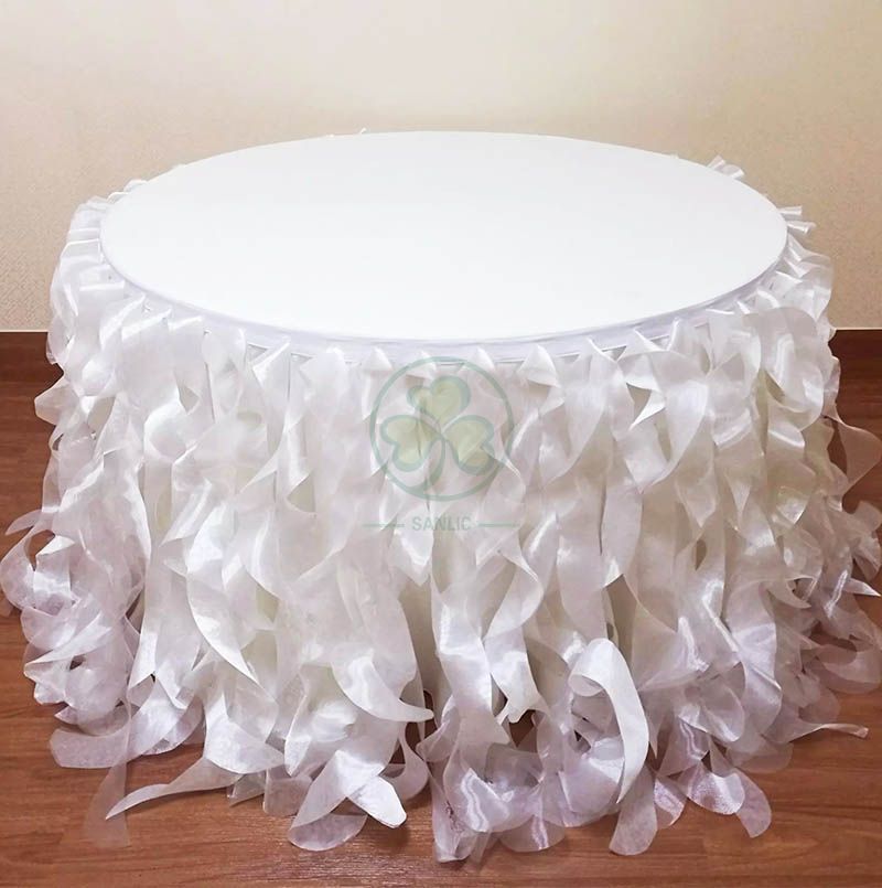 Hot Sale Curly Willow Taffeta Table Skirt for Birthday Party SL-F2008CWTS