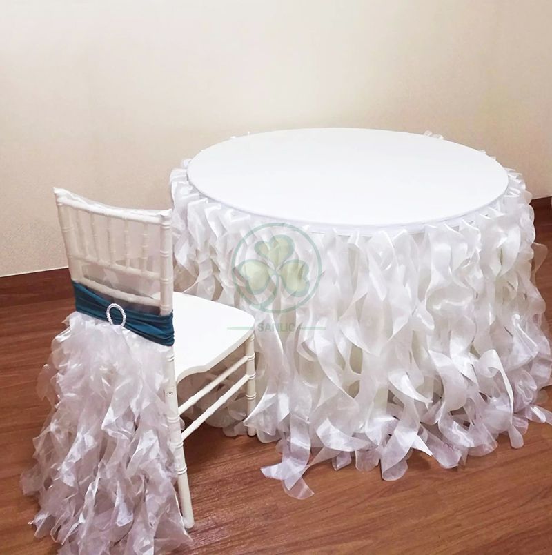 Hot Sale Curly Willow Taffeta Table Skirt for Birthday Party SL-F2008CWTS