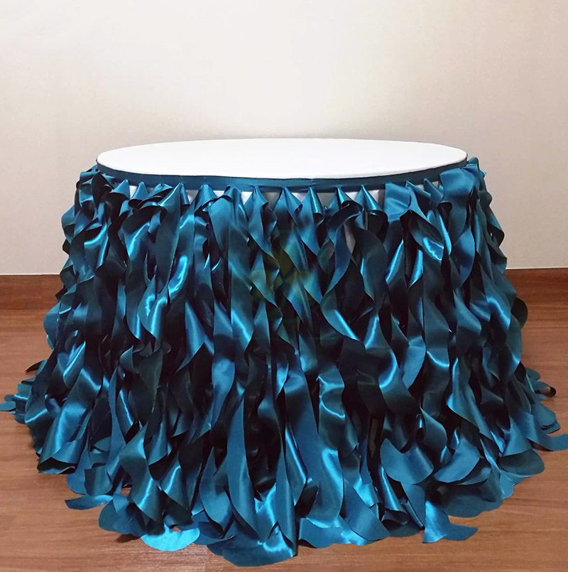 Hot Sale Curly Willow Taffeta Table Skirt for Birthday Party SL-F2008CWTS