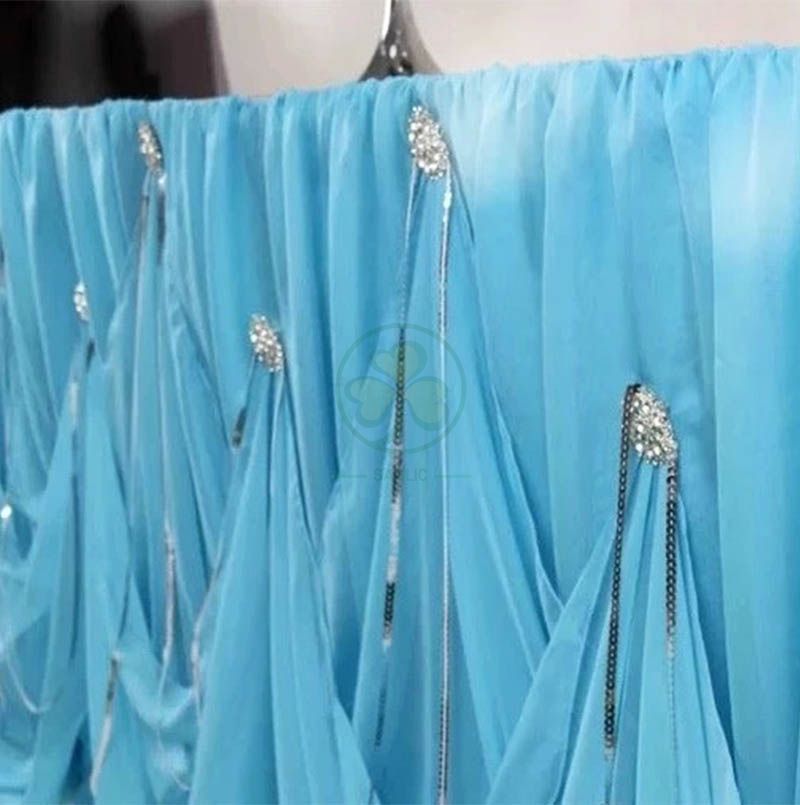 Beautiful Buffet Table Skirting Bridal Decoration Chiffon Party Cinderella Table Skirt SL-F2010CPTS