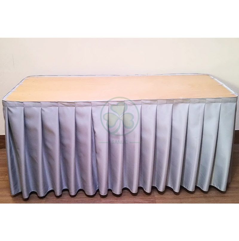 Polyester Pleated Table Skirting Designs Banquet Table Skirt Rectangular SL-F2012PTSR