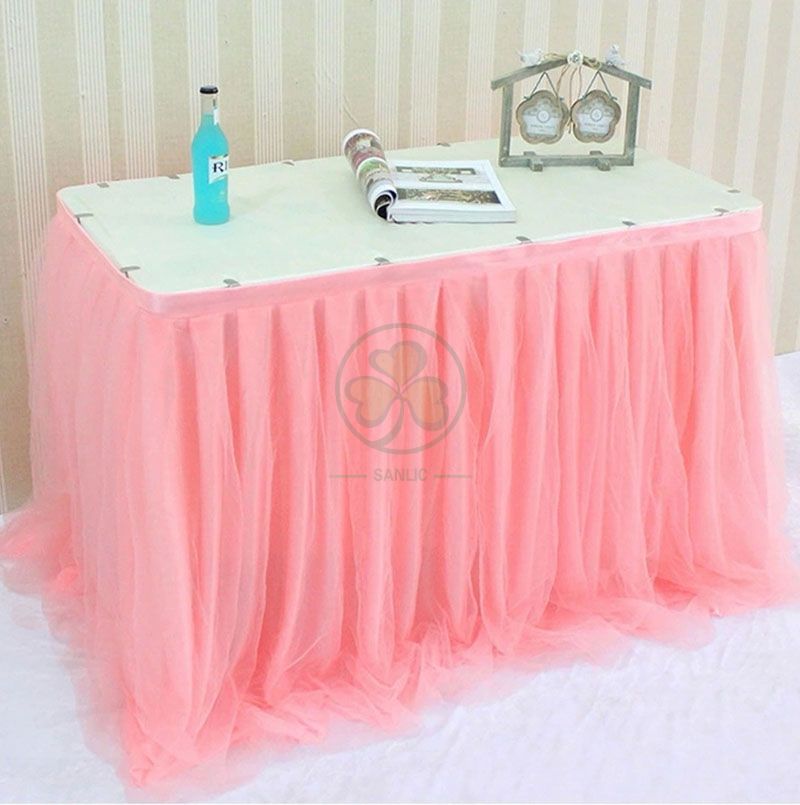 Tulle Table Skirt for Rectangle or Round Tables for Wedding Baby Shower Birthday Party SL-F2014TTSR