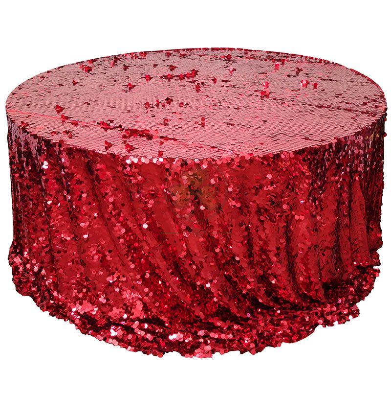 Factory Wholesale Big Payette Burgundy Sequin Round Tablecloth Premium  SL-F2016PSTC