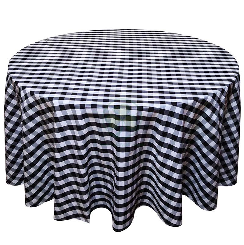 Round Buffalo Plaid Tablecloth Checkered Polyester Tablecloth SL-F2017BPTC