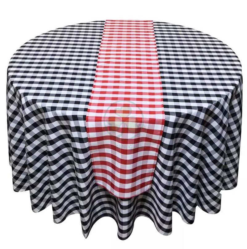 Round Buffalo Plaid Tablecloth Checkered Polyester Tablecloth SL-F2017BPTC