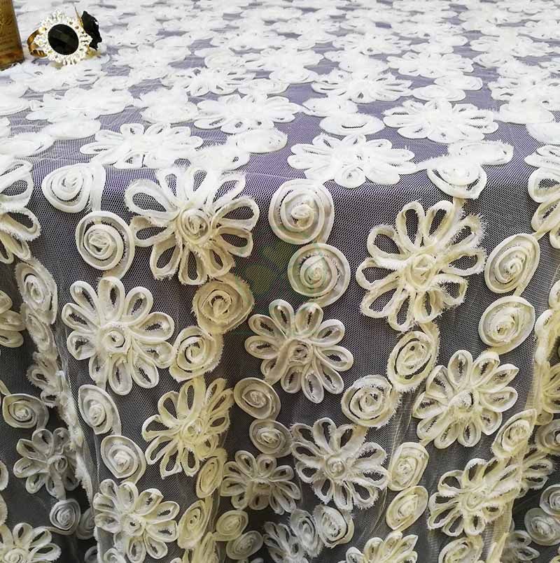 Wholesale Elegant Embroidery Floral Fancy Table Cover for Weddings Christmas Events SL-F2024FTCD