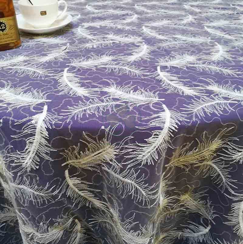 Round Feather Fancy Table Cloth for Wedding Events Xmas Decorations SL-F2031FFTC